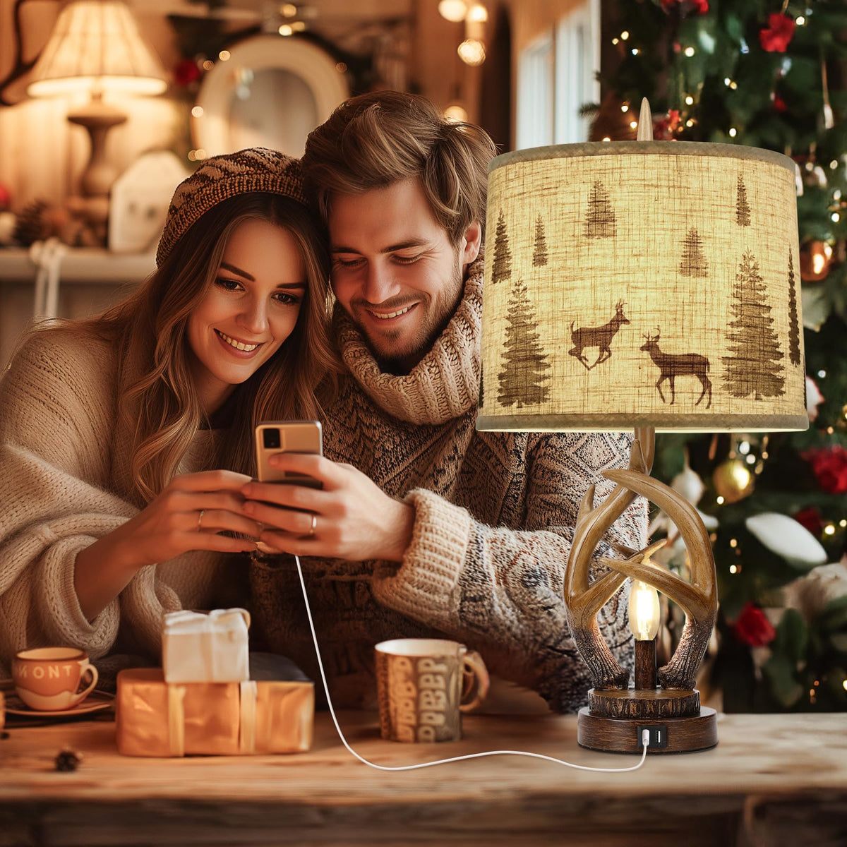 Scenekoy antler silhouette adds forest farmhouse charm to space.