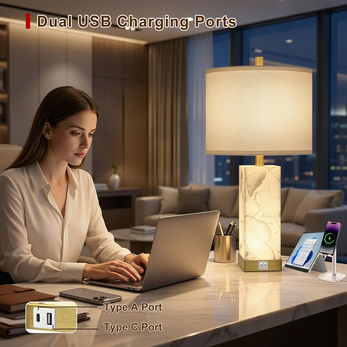 Scenekoy alabaster night-light provides a soft, soothing glow.