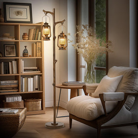 Scenekoy stepless dimming rustic floor lamp with adjustable brightness
