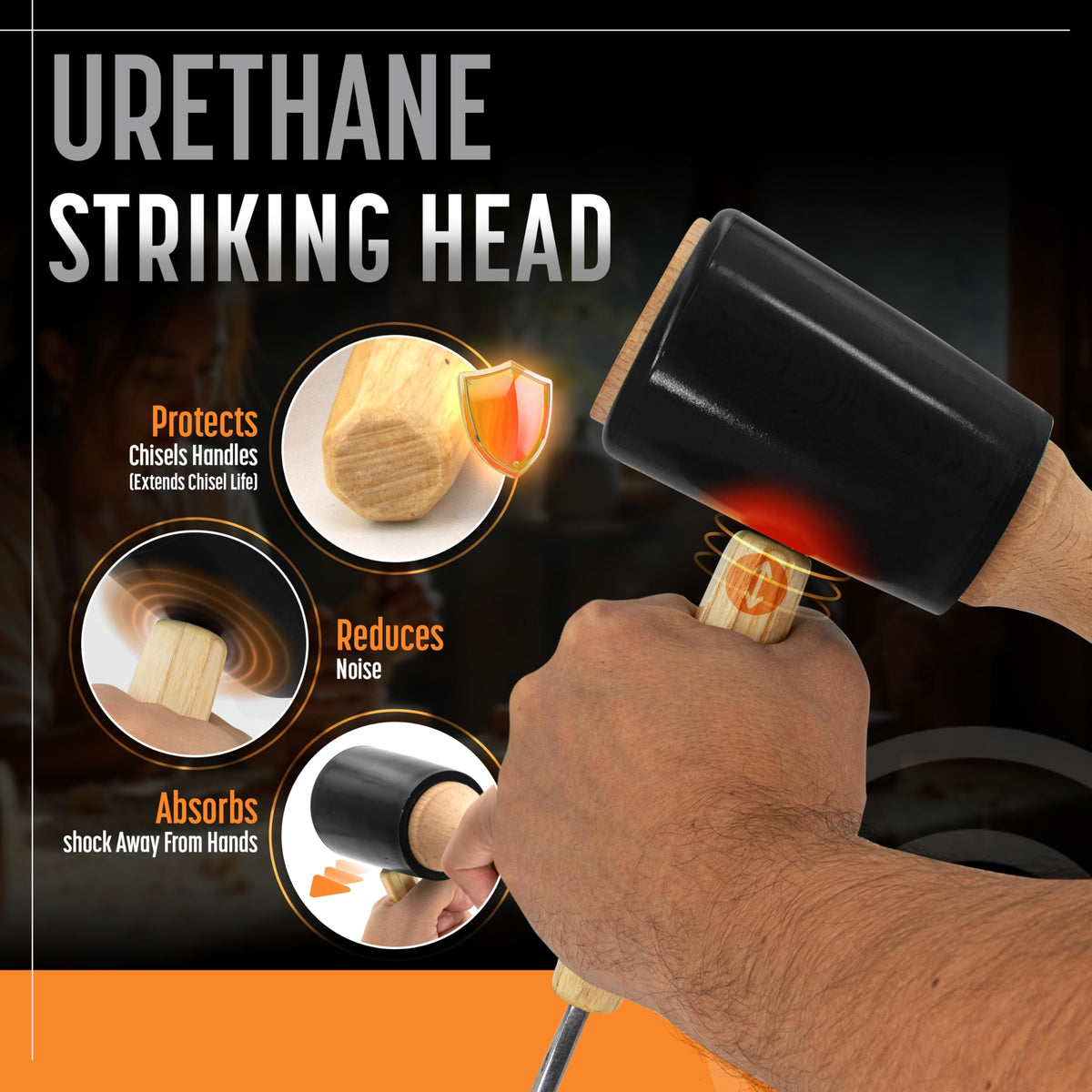 Mortise work with the mallet delivering clean, controlled strikes.