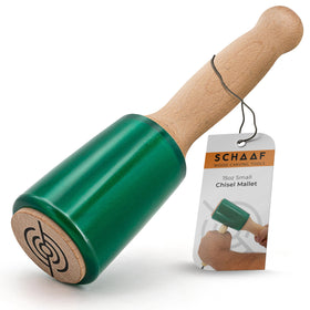 Schaaf Tools precision wood carving mallet 15oz in action for precise cuts.