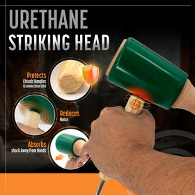 Schaaf Tools urethane-head closeup demonstrates shock-absorption for tool protection.