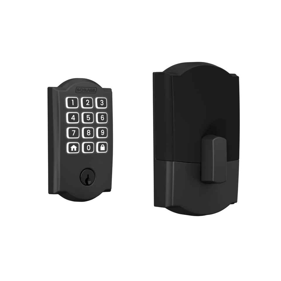 Schlage Arrive front view with backlit keypad for easy night entry