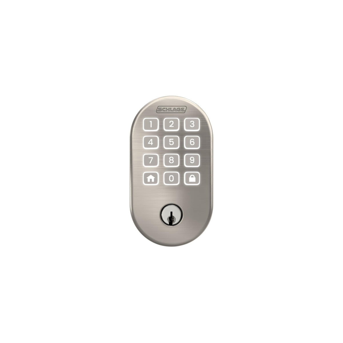 Schlage Arrive Remsen Trim Satin Nickel details on the door.