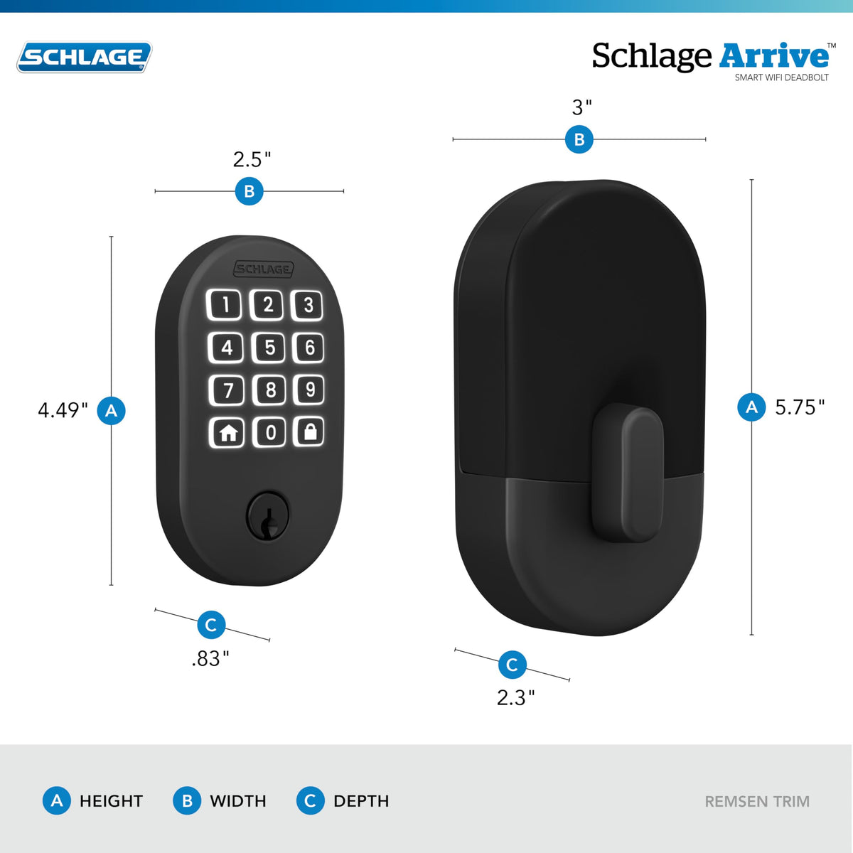 Remsen Trim on Schlage Arrive deadbolt adds stylish door detail