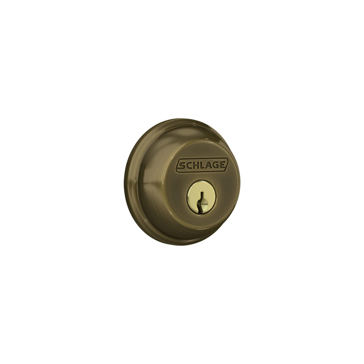 Schlage B60 N 609 exterior view with keyed deadbolt for secure entry.