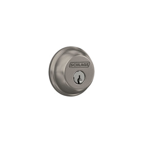 Schlage B60 N 619 deadbolt exterior view for secure key entry.