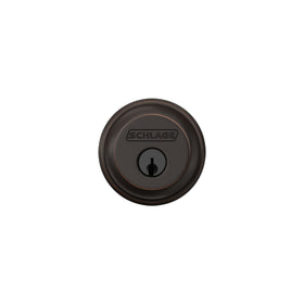 Aged bronze finish on Schlage B60 N 716 deadbolt adds curb appeal