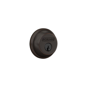 Schlage B60 N 716 deadbolt front view with aged bronze finish