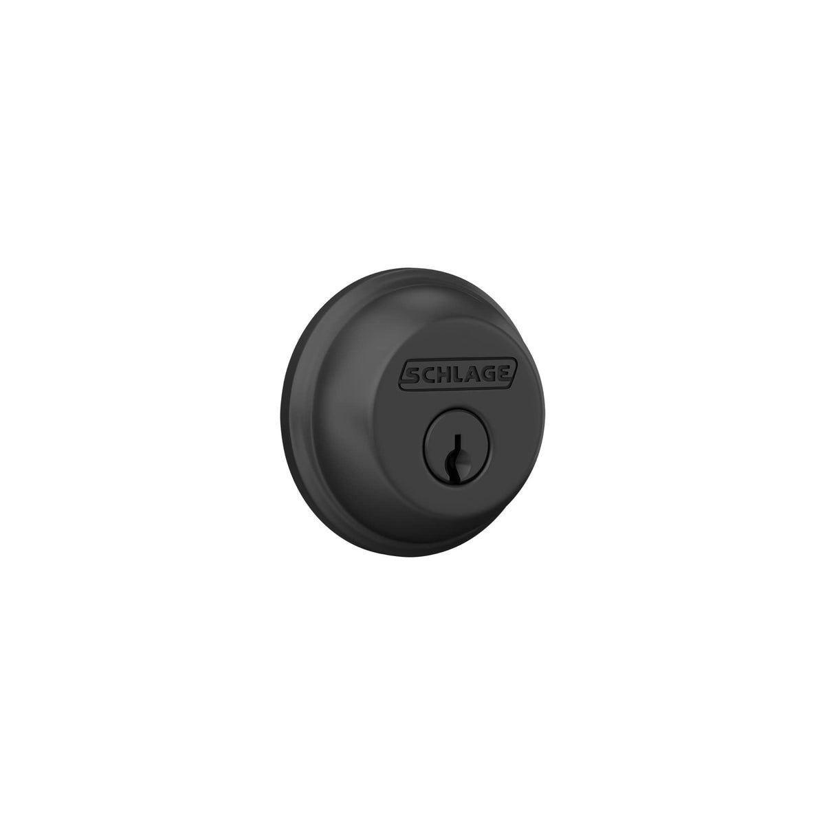 Schlage B60 N 622 deadbolt front view, matte black finish, high security