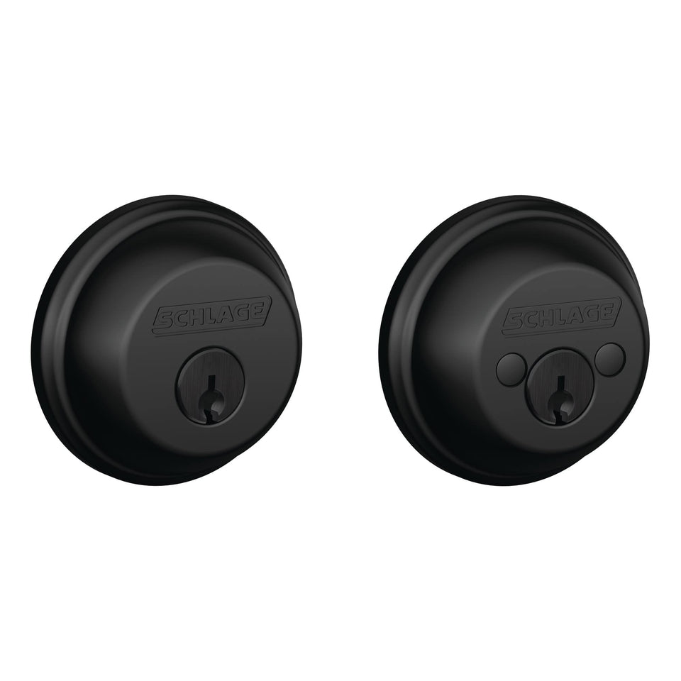 Schlage B62N622 matte black exterior view showing enhanced exterior security