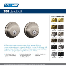 Schlage B62N622 installation example with backset alignment for easy fit