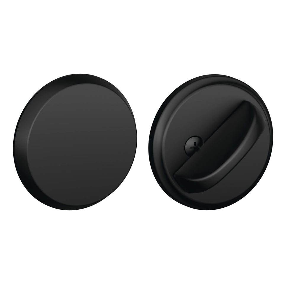 Schlage B81 622 deadbolt front view with matte black finish for curb appeal and security.