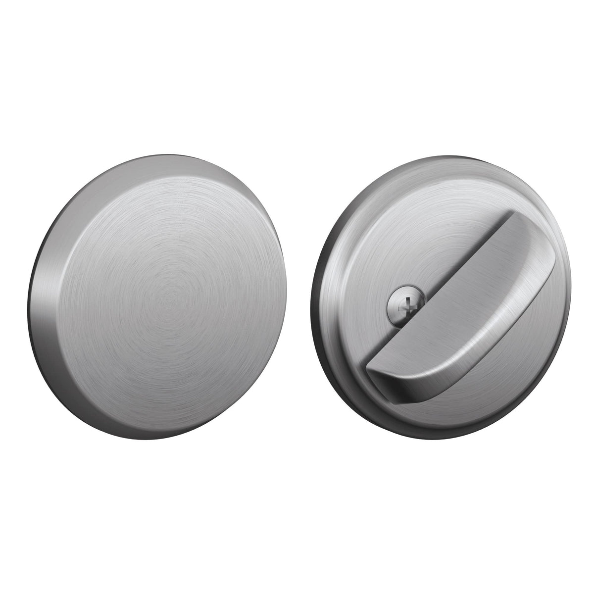 Schlage B81-626 deadbolt front view with satin chrome finish for reliable security.