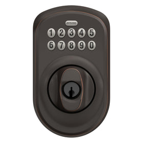 Residential use: Plymouth lock securing front or back door with keyless entry.