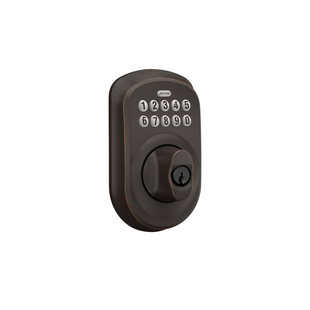 Inside view of Plymouth deadbolt showing thumbturn for secure indoor operation.