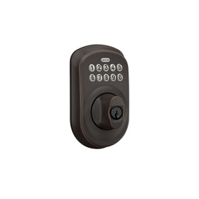 Inside view of Plymouth deadbolt showing thumbturn for secure indoor operation.