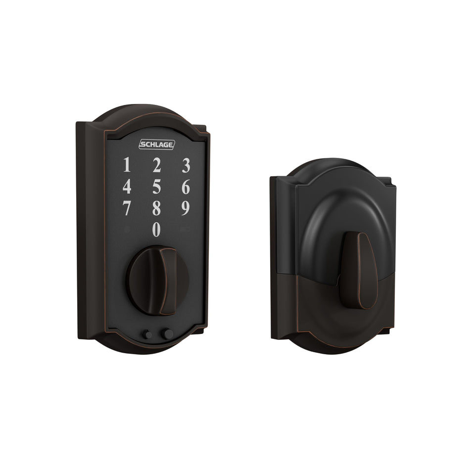 Schlage BE375 CAM 716 Camelot front view showing keyless entry for quick access