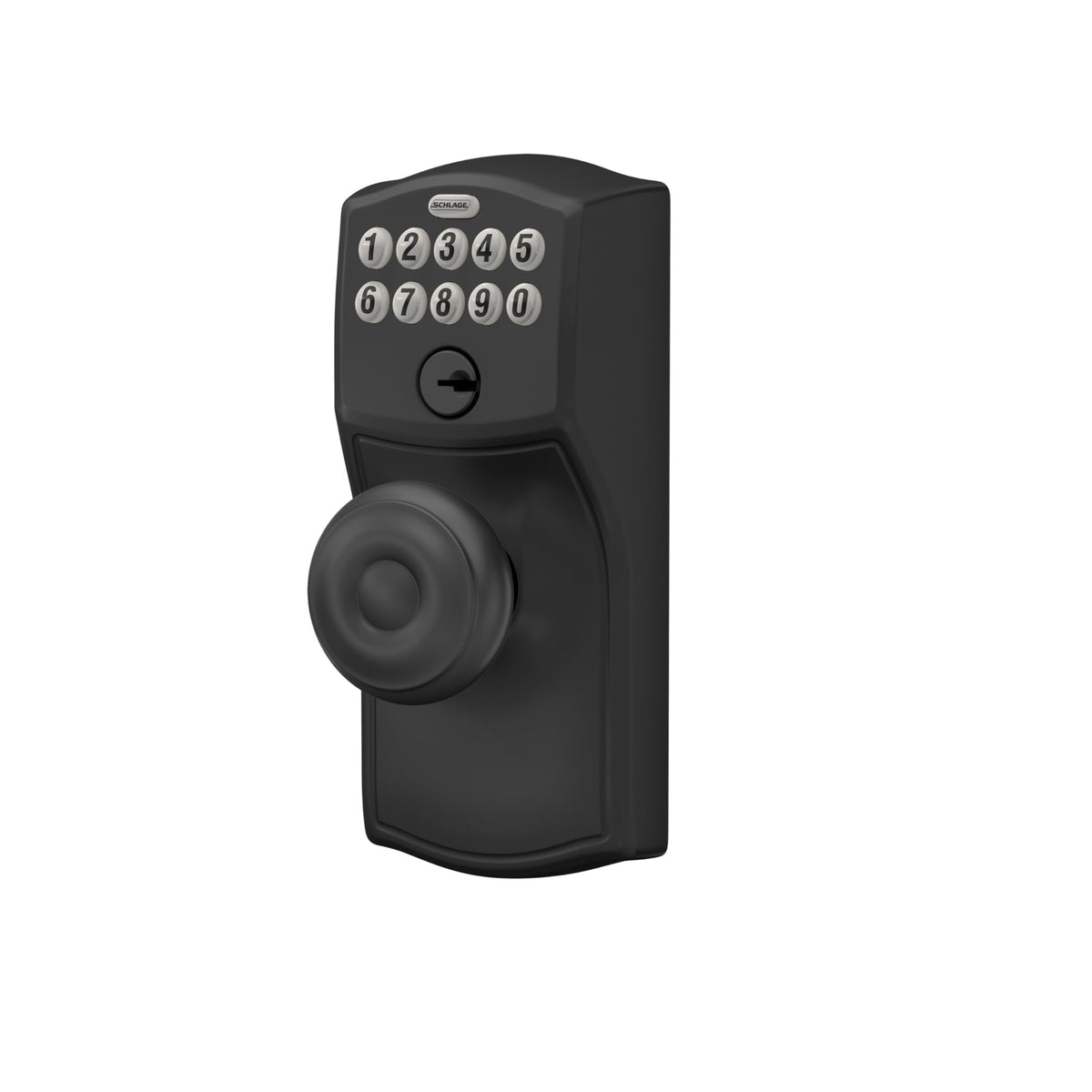 Schlage Camelot Flex-Lock feature closeup highlighting auto-relock option.