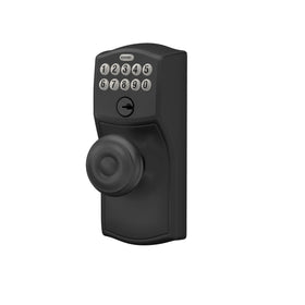 Schlage Camelot Flex-Lock feature closeup highlighting auto-relock option.