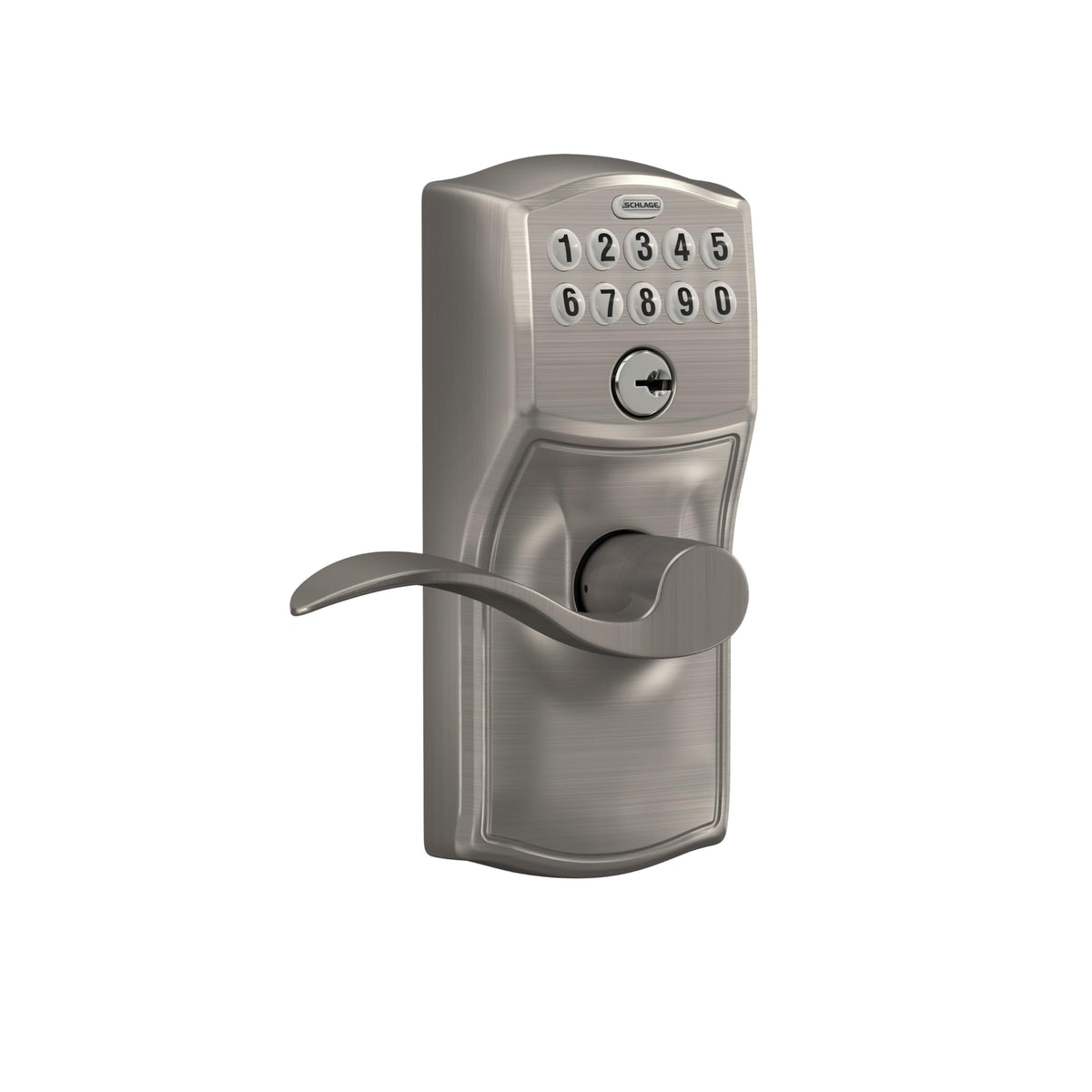 Schlage Camelot keypad entry showing backlit numbers for night use