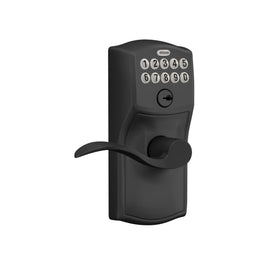 Schlage Camelot keypad lock demonstrates convenient keyless entry.