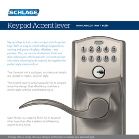 Schlage Camelot keypad lock lever battery status indicator helps prevent lockouts