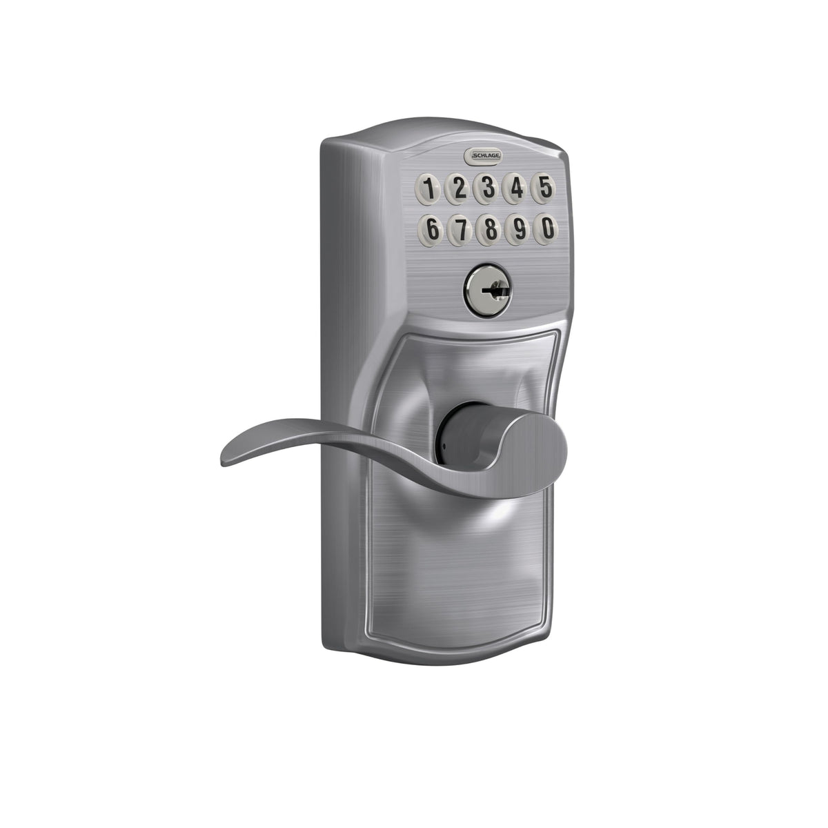 Schlage Camelot keypad lock lever handle enables easy, secure access