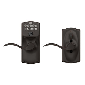 Schlage Camelot keypad lock lever inside housing for secure mounting