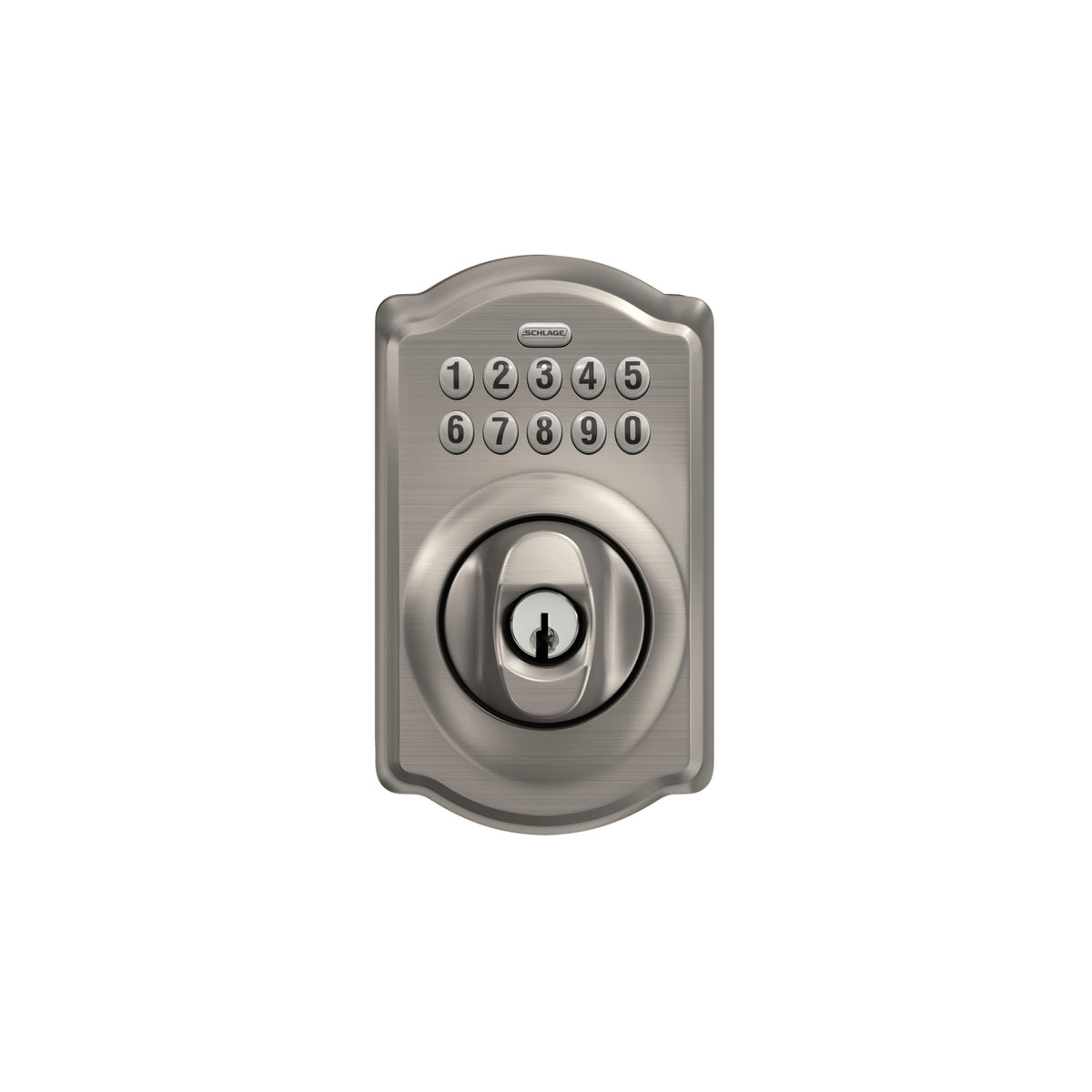 Schlage Camelot mechanical key backup included for emergencies