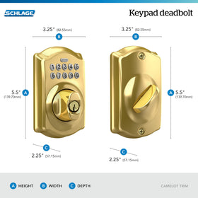 Schlage Camelot silicone-coated buttons resist wear for durable keypad input.