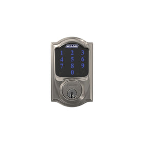 Schlage Connect satin nickel finish suits modern exteriors with durable hardware.