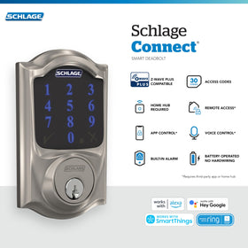 Schlage Connect with Z-Wave remote access lets you lock from anywhere.