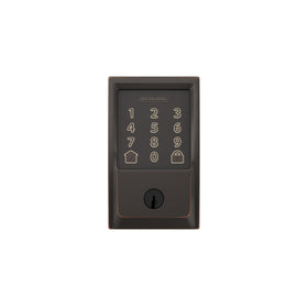 Schlage Encode bronze finish exterior image showcases stylish integration with doors.