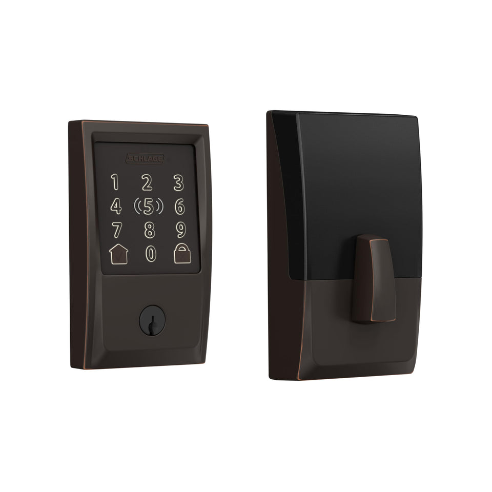 Schlage Encode Plus front door lock offers secure keyless entry.