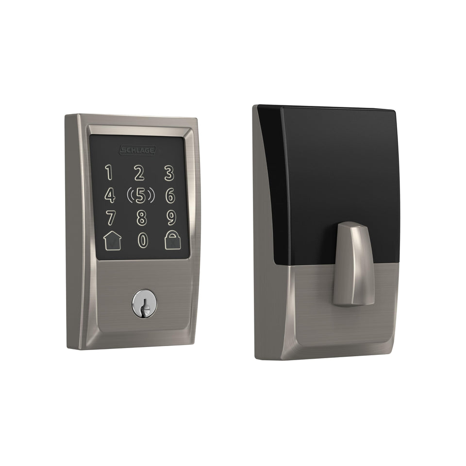 Schlage Encode Plus lock on the front door enables keyless entry and remote control.