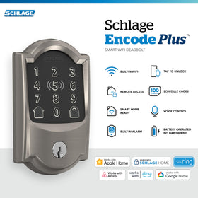 Schlage Encode Plus connects to WiFi for remote control via Schlage Home.