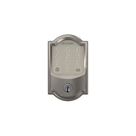 Satin nickel finish complements modern hardware.