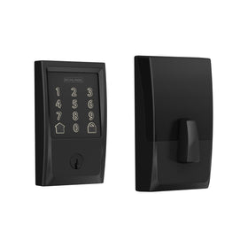 Schlage Encode smart deadbolt front view with touchscreen for keyless entry convenience