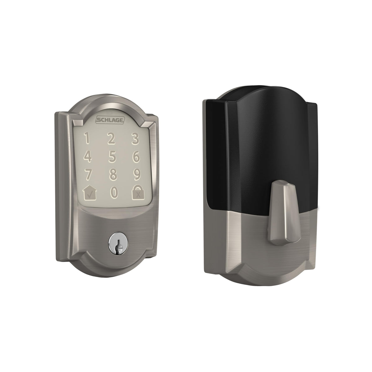 Schlage Encode smart WiFi deadbolt with touchscreen keypad enables secure keyless entry.