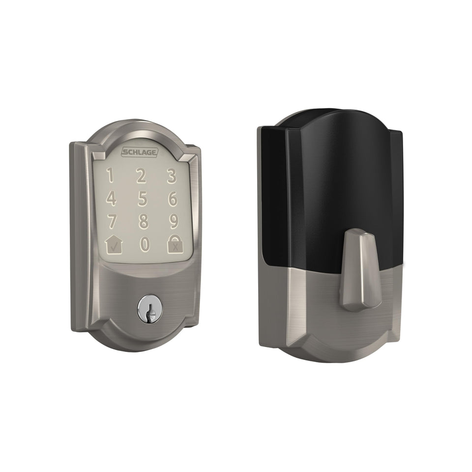 Schlage Encode smart WiFi deadbolt with touchscreen keypad enables secure keyless entry.
