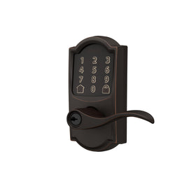 Schlage Encode installed on door with wall plate showcasing easy screwdriver-only installation