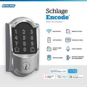 Schlage Encode touchscreen keypad close-up showing quick access
