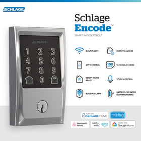 Schlage Encode Wi-Fi setup interface enabling remote access from anywhere.