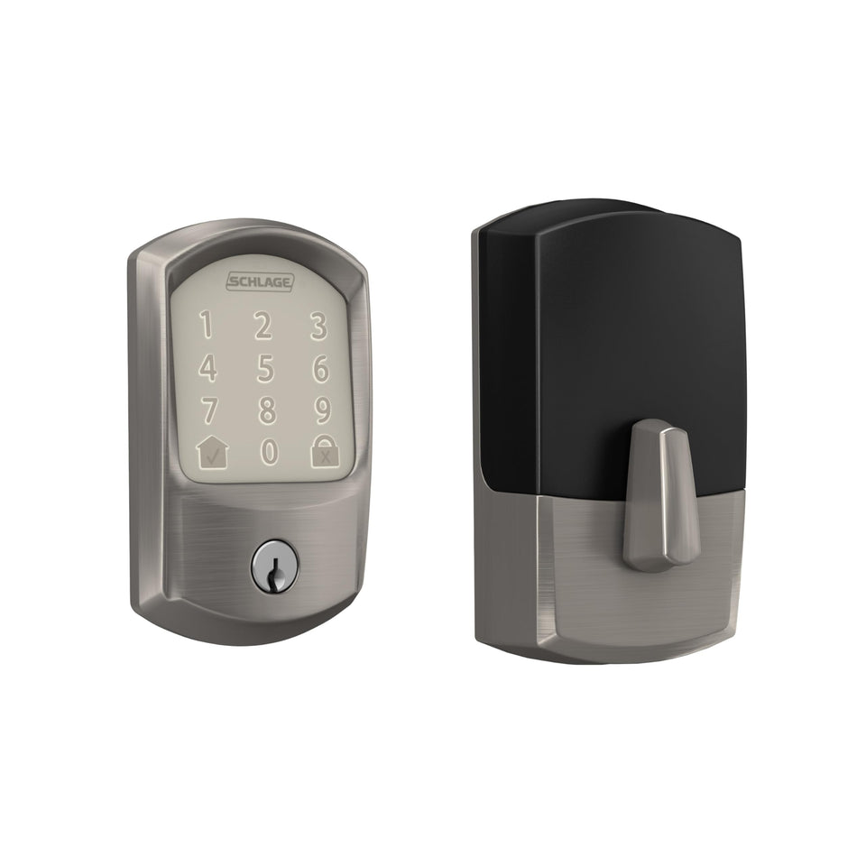 Schlage Encode front view on door shows keyless entry convenience.