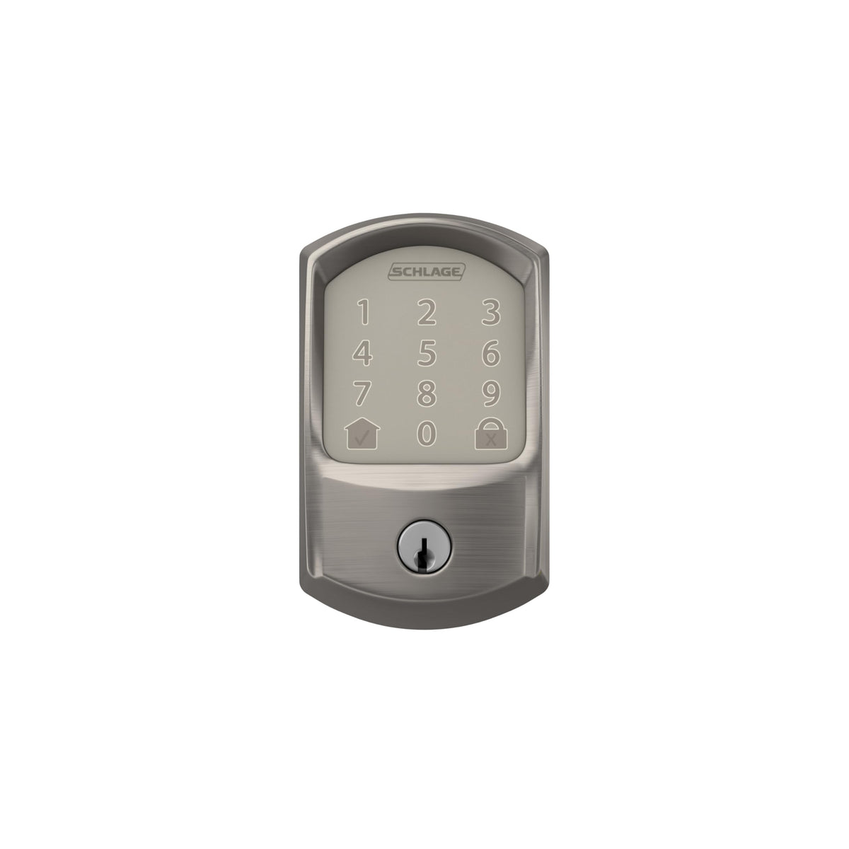 Schlage Encode auto-lock use on door demonstrates effortless daily security.
