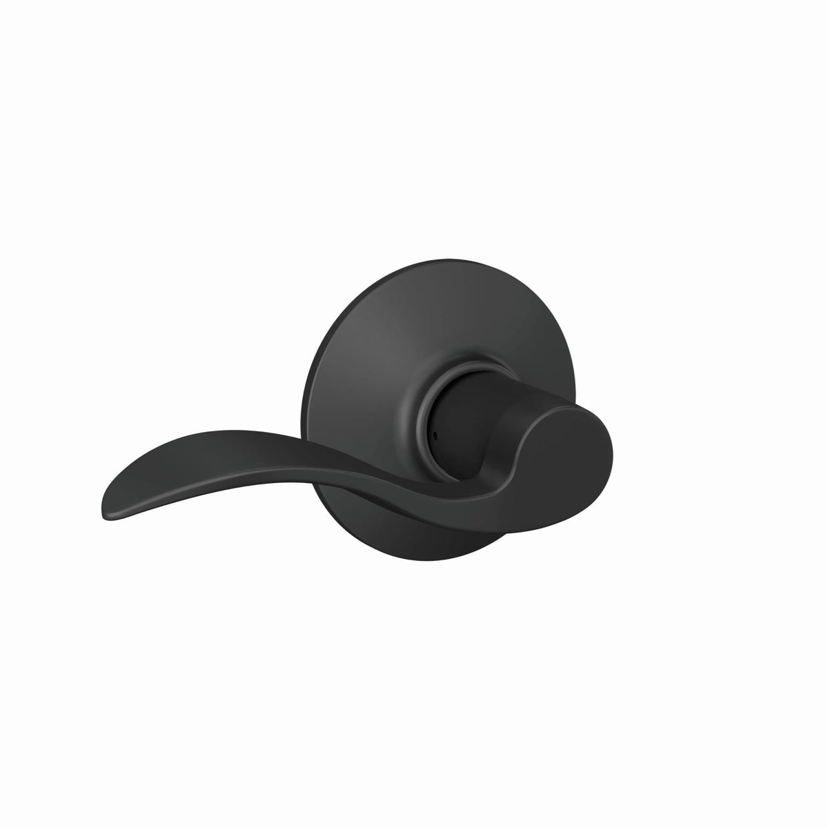 Schlage F10 ACC 622 matte black lever with universal latch for flexible mounting