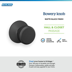 Schlage Bowery close up in matte black finish conveys premium durability