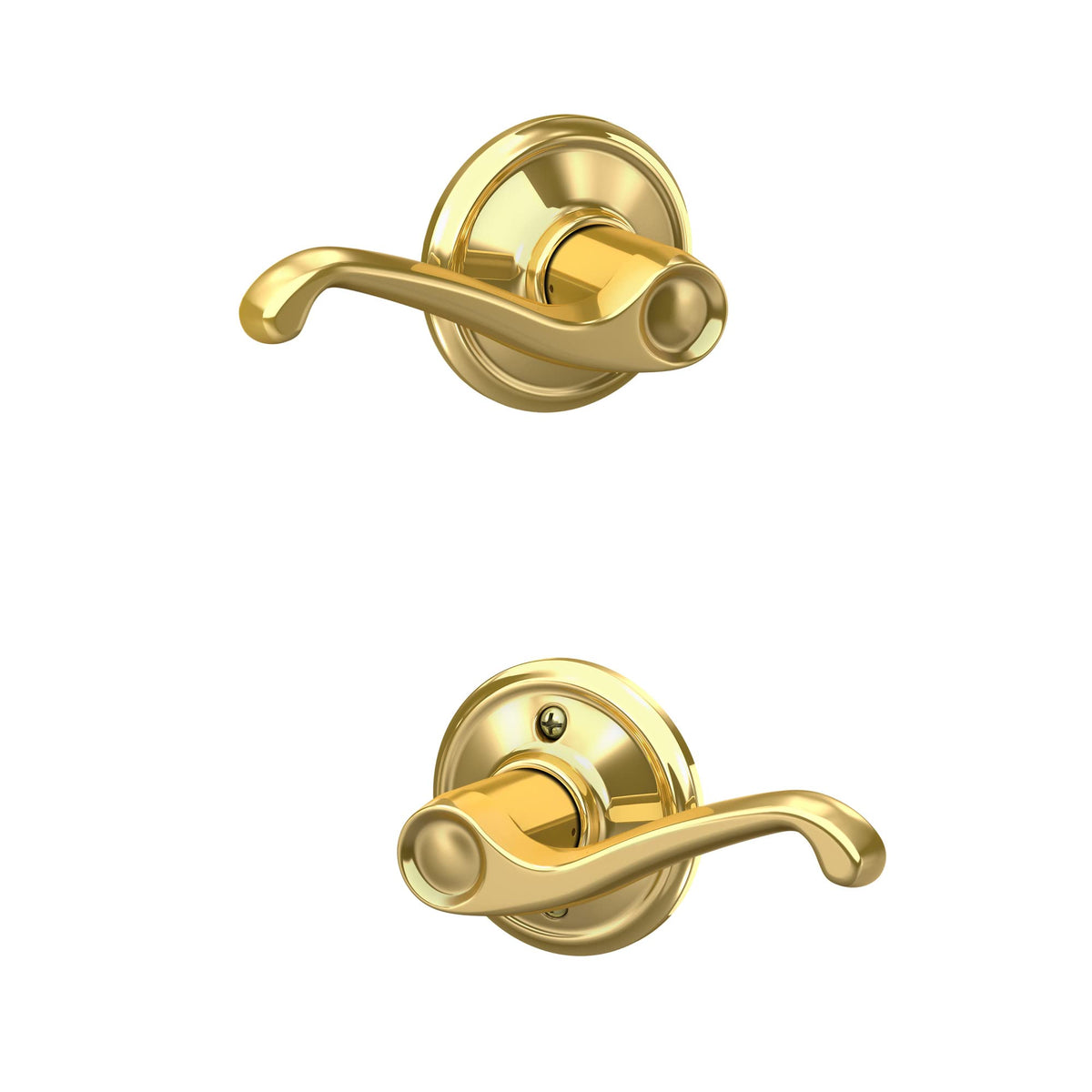 Schlage F10 FLA 605 Flair lever non-locking interior passage for easy entry.