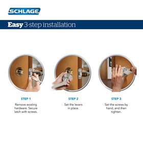 Schlage F10 FLA 605 Flair lever Bright Brass side view suitable for hall doors.